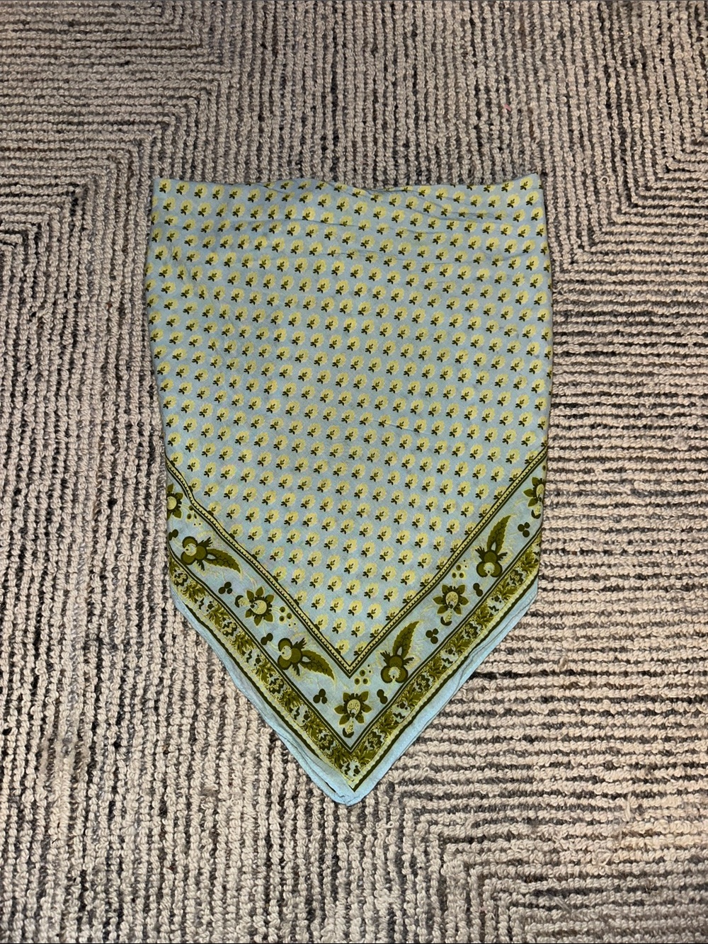 Intimately By Free People Light Blue & Olive Patterned Bandana Scarf Top